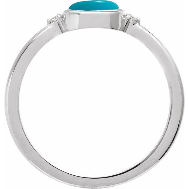 14K White Gold Natural Turquoise & .03 CTW Natural Diamond Ring