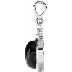 Sterling Silver 6 mm Natural Black Onyx & .03 CT Natural Diamond Cabochon Pendant