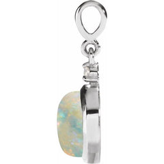Platinum 6 mm Natural White Opal & .03 CT Natural Diamond Pendant