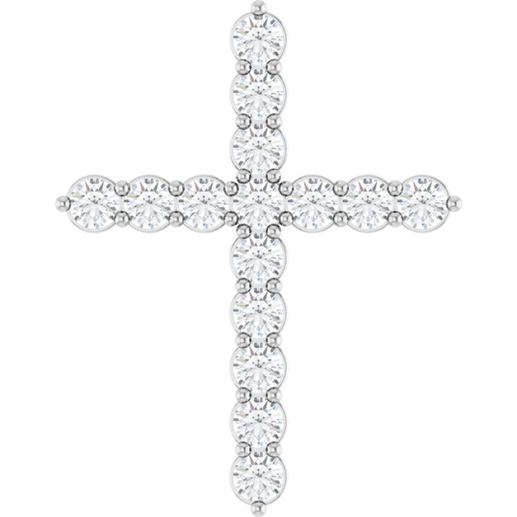 Platinum 3/4 CTW Natural Diamond Cross Pendant