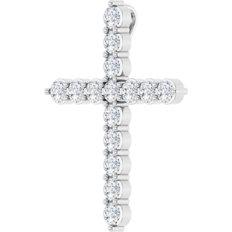 Platinum 3/4 CTW Natural Diamond Cross Pendant