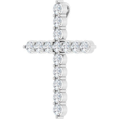 14K White Gold 3/4 CTW Natural Diamond Cross Pendant