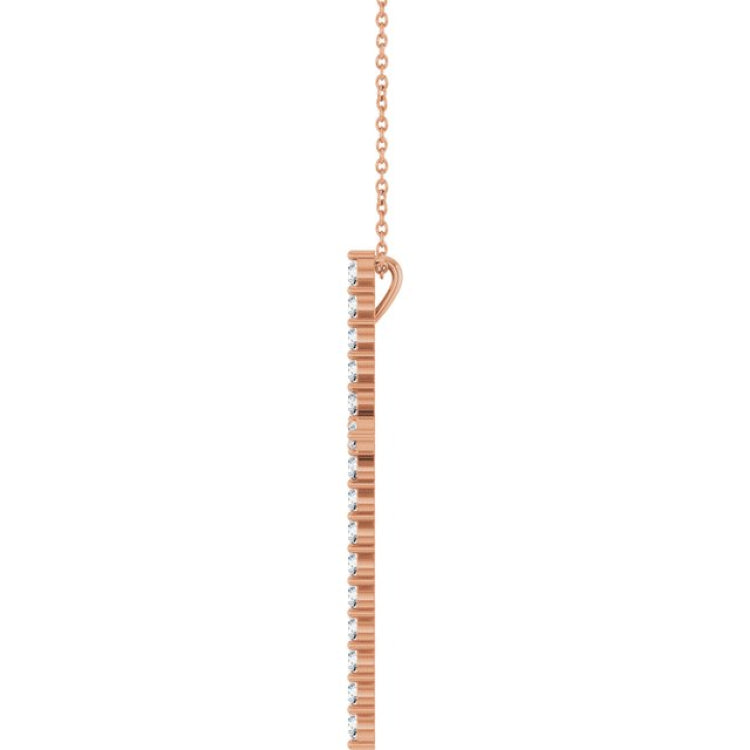 14K Rose Gold 1 CTW Natural Diamond Cross 16-18" Necklace