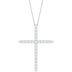 14K White Gold 1 CTW Natural Diamond Cross 16-18" Necklace