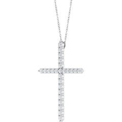 14K White Gold 1 CTW Natural Diamond Cross 16-18" Necklace