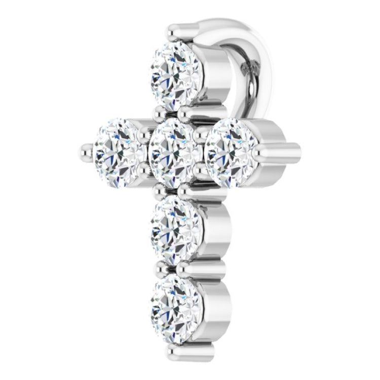14K White Gold 1/6 CTW Lab-Grown Diamond Cross Pendant