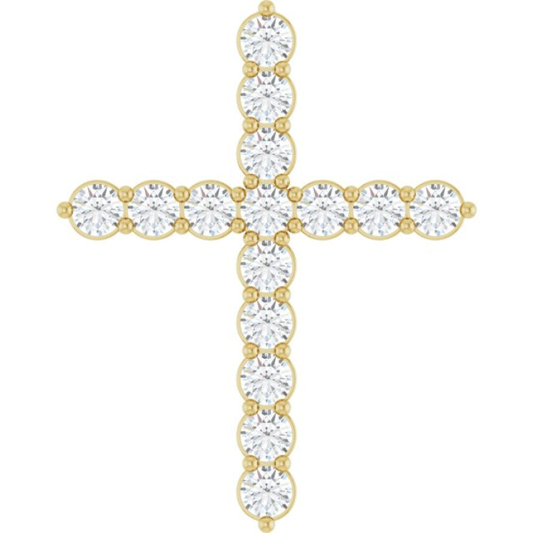 14K Yellow Gold 3/4 CTW Lab-Grown Diamond Cross Pendant