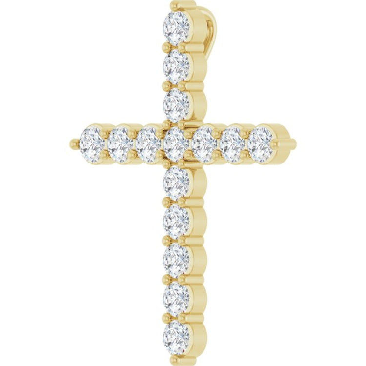 14K Yellow Gold 3/4 CTW Lab-Grown Diamond Cross Pendant