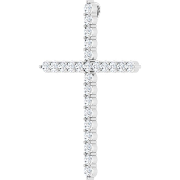 14K White Gold 1 CTW Lab-Grown Diamond Cross Pendant