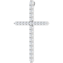 14K White Gold 1 CTW Lab-Grown Diamond Cross Pendant