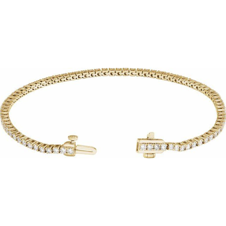 14K Yellow Gold 2 CTW Lab-Grown Diamond Line 7" Bracelet