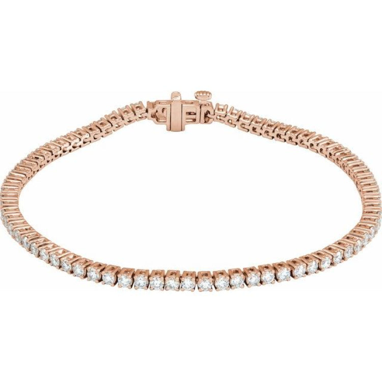 14K Rose Gold 3 CTW Lab-Grown Diamond Line 7" Bracelet