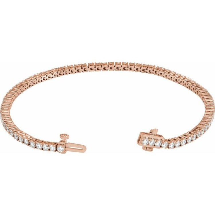 14K Rose Gold 3 CTW Lab-Grown Diamond Line 7" Bracelet