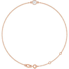 14K Rose Gold Natural White Sapphire 6 1/2-7 1/2" Bracelet