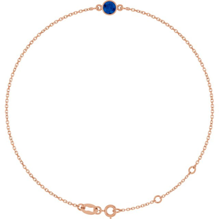 14K Rose Gold Lab-Grown Blue Sapphire 6 1/2-7 1/2" Bracelet