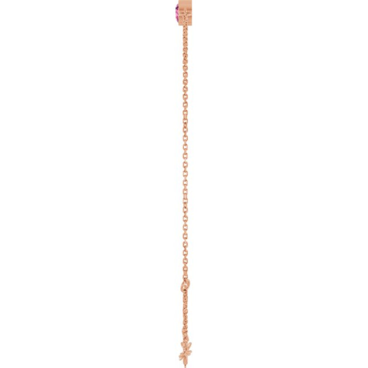 14K Rose Gold Natural Pink Tourmaline 6 1/2-7 1/2" Bracelet