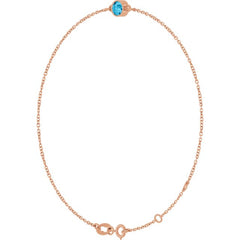 14K Rose Gold Natural Aquamarine 6 1/2-7 1/2" Bracelet