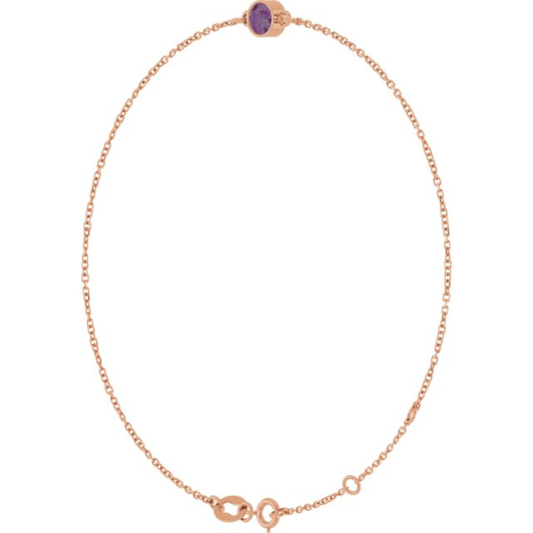 14K Rose Gold Lab-Grown Alexandrite 6 1/2-7 1/2" Bracelet