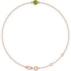 14K Rose Gold Natural Peridot 6 1/2-7 1/2" Bracelet
