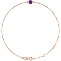 14K Rose Gold Natural Amethyst 6 1/2-7 1/2" Bracelet