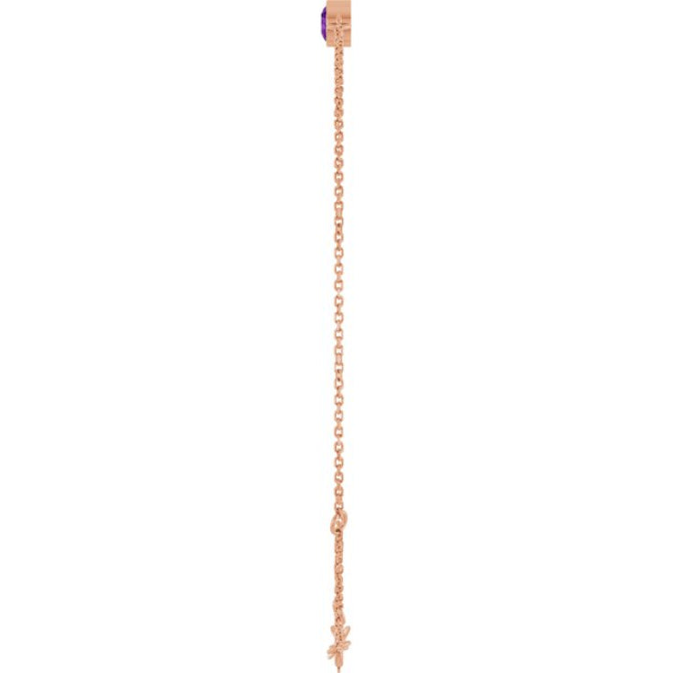 14K Rose Gold Natural Amethyst 6 1/2-7 1/2" Bracelet
