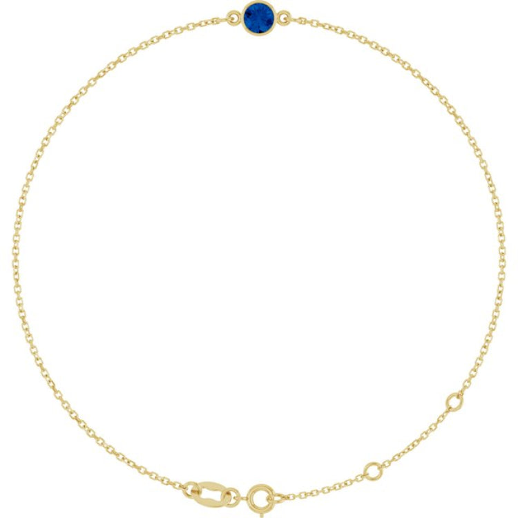 14K Yellow Gold Lab-Grown Blue Sapphire 6 1/2-7 1/2" Bracelet