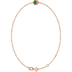 14K Rose Gold Lab-Grown Emerald 6 1/2-7 1/2" Bracelet