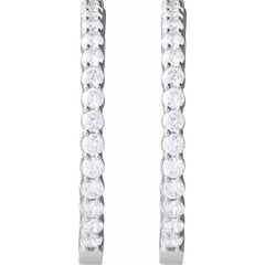 14K White Gold 5 CTW Natural Diamond Inside-Outside Hinged 37.8 mm Hoop Earrings