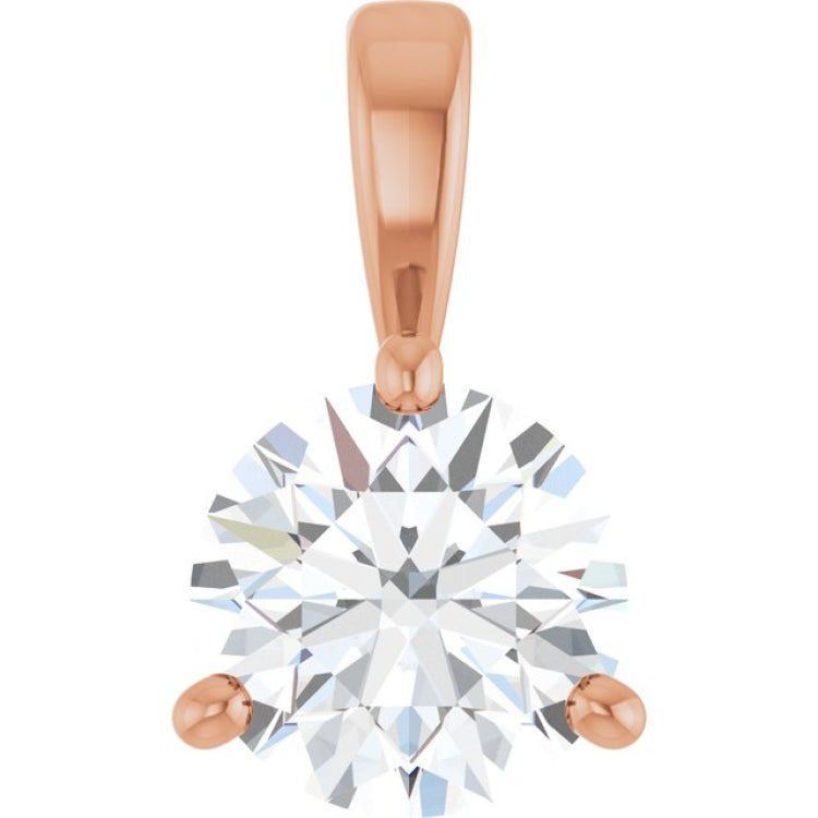 14K Rose Gold 3/4 CT Lab-Grown Diamond Pendant