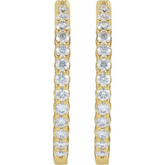 14K Yellow Gold 5 CTW Lab-Grown Diamond Inside-Outside Hinged 37.8 mm Hoop Earrings