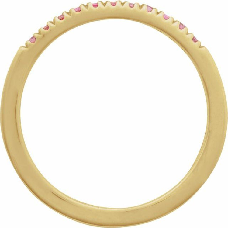 14K Yellow Gold Natural Pink Tourmaline Stackable Ring
