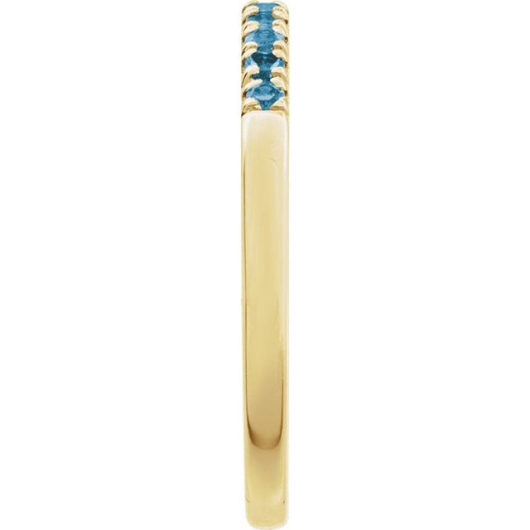 14K Yellow Gold Natural London Blue Topaz Stackable Ring