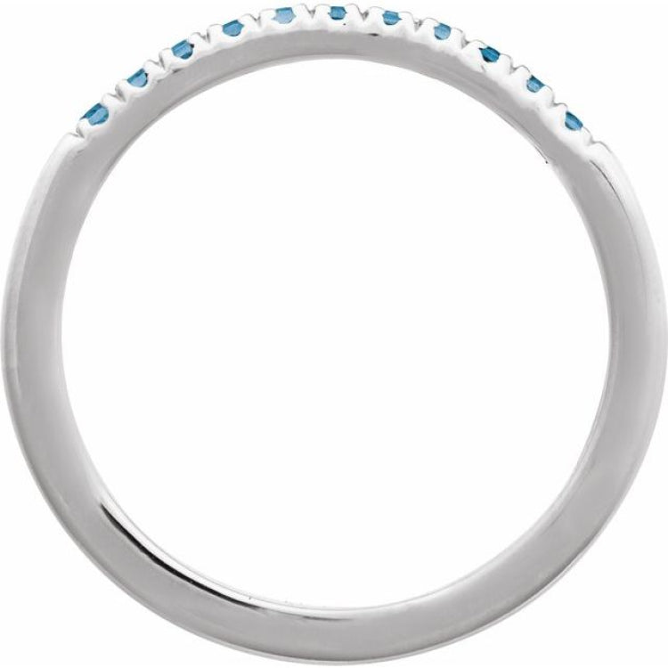 14K White Gold Natural London Blue Topaz Stackable Ring