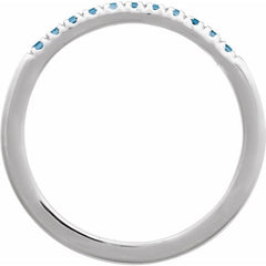 14K White Gold Natural London Blue Topaz Stackable Ring