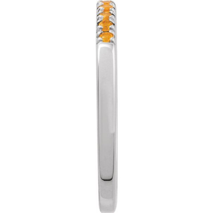 14K White Gold Natural Citrine Stackable Ring