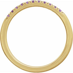 14K Yellow Gold Natural Amethyst Stackable Ring