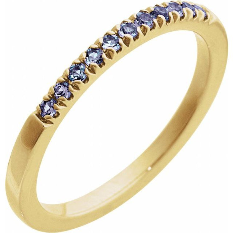 14K Yellow Gold Natural Alexandrite Stackable Ring