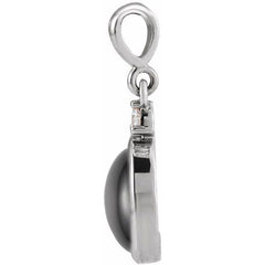 Platinum 9x7 mm Natural Black Onyx & .03 CT Natural Diamond Cabochon Pendant
