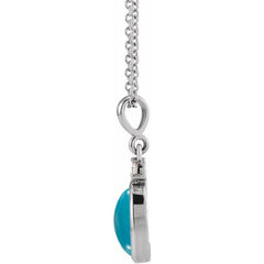Platinum 5x3 mm Natural Turquoise & .03 CT Natural Diamond 16-18" Necklace