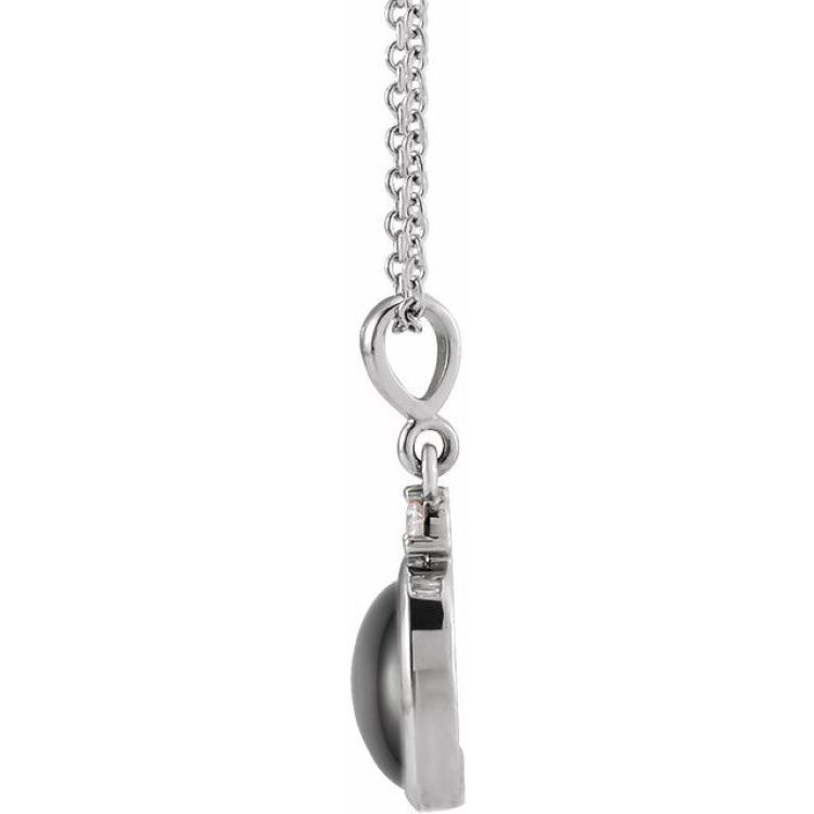 Sterling Silver 10x8 mm Natural Black Onyx & .03 CT Natural Diamond 16-18" Necklace