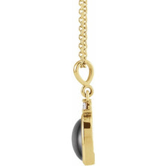 14K Yellow Gold 5x3 mm Natural Black Onyx & .03 CT Natural Diamond 16-18" Necklace