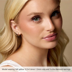 14K Rose Gold Lab-Grown Ruby Hinged 12.5 mm Hoop Earrings