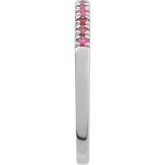 Sterling Silver Natural Pink Tourmaline Stackable Ring