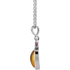 Platinum 5x3 mm Natural Citrine & Natural Pink Tourmaline 16-18" Necklace