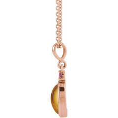 14K Rose Gold 5x3 mm Natural Citrine & Natural Pink Tourmaline 16-18" Necklace