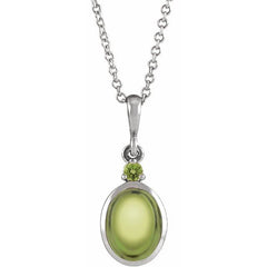 Platinum 5x3 mm Natural Peridot 16-18" Necklace