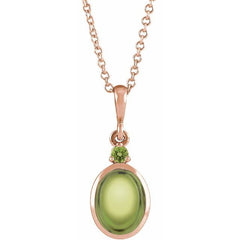 14K Rose Gold 6x4 mm Natural Peridot 16-18" Necklace