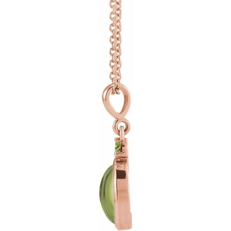 14K Rose Gold 6x4 mm Natural Peridot 16-18" Necklace