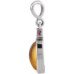14K White Gold 5x3 mm Natural Citrine & Natural Pink Tourmaline Pendant