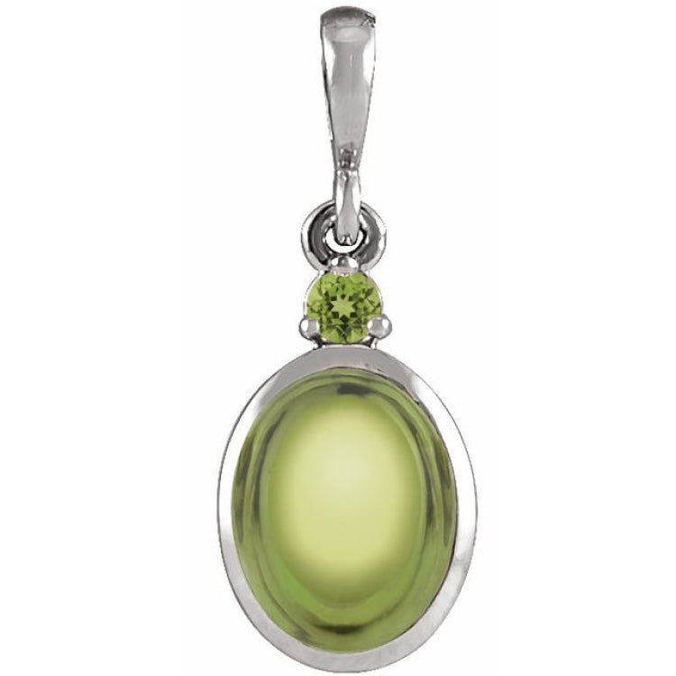 Sterling Silver 8x6 mm Natural Peridot Pendant